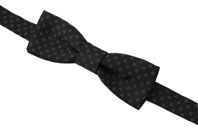 Dolce & Gabbana Black Pattern Silk Adjustable Neck Papillon Bow Tie In Black