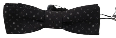 Dolce & Gabbana Black Pattern Silk Adjustable Neck Papillon Bow Tie In Black
