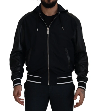 Shop Dolce & Gabbana Elegant Black Bomber Blouson Men's Jacket