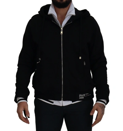 Dolce & Gabbana Black Polyester Hooded Full Zip Jacket In Black