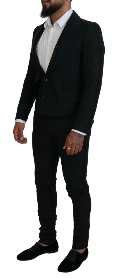 Dolce & Gabbana Black Polyester Men 2 Piece Martini Suit In Black