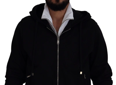 Dolce & Gabbana Black Polyester Hooded Full Zip Jacket In Black