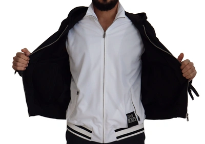 Shop Dolce & Gabbana Elegant Black Bomber Jacket With Men's Hood