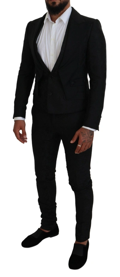 Dolce & Gabbana Black Polyester Men 2 Piece Martini Suit In Black