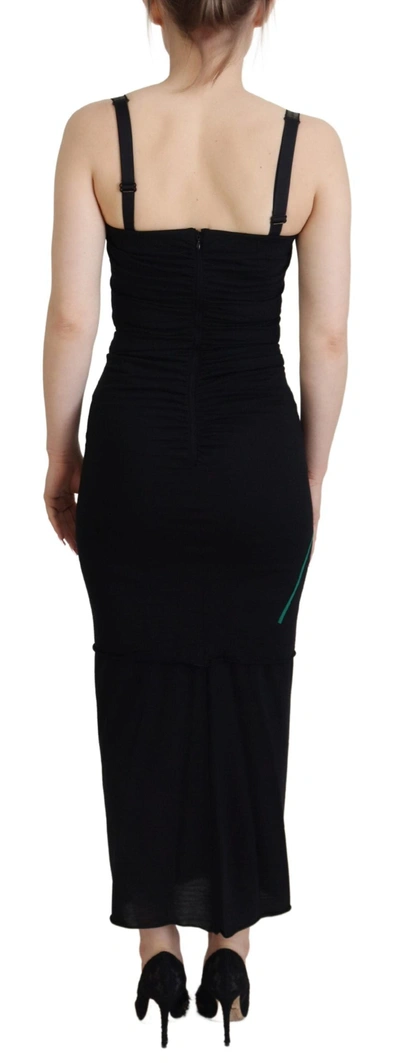 Shop Dolce & Gabbana Elegant Embroidered Wool Bodycon Women's Dress In Black