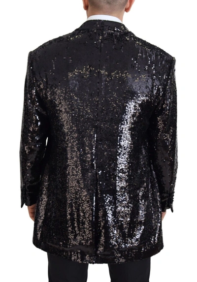 Dolce & Gabbana Black Sequined Cow Pattern Nylon Blazer In Black