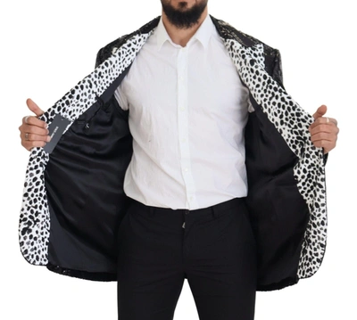 Dolce & Gabbana Black Sequined Cow Pattern Nylon Blazer In Black