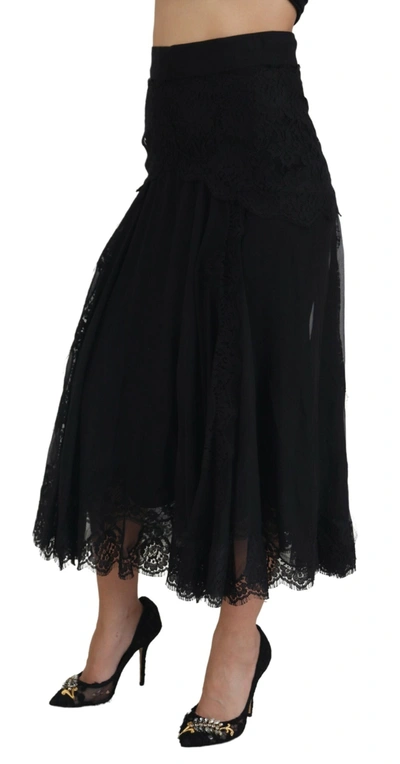 Dolce & Gabbana Dolce&gabbana Women Lace Midi Skirt In Black
