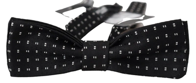 Dolce & Gabbana Black Silk Patterned Neck Papillon Accessory Bow Tie In Black