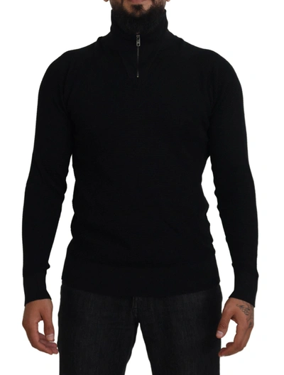 Shop Dolce & Gabbana Elegant Silk Blend Black Pullover Men's Sweater