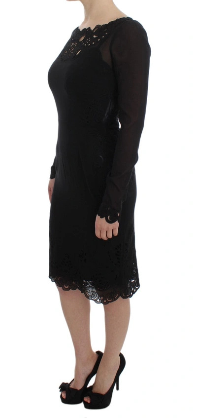 Shop Dolce & Gabbana Elegant Black Floral Lace Sheath Women's Dress