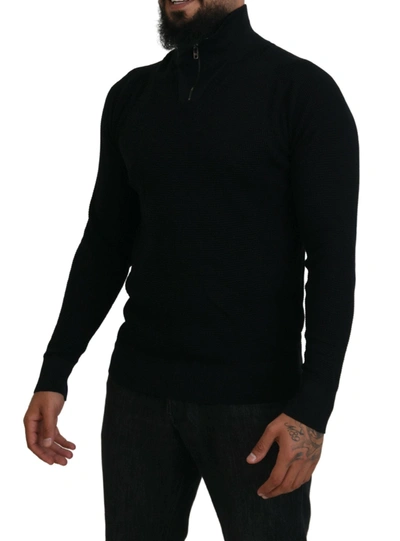 Shop Dolce & Gabbana Elegant Silk Blend Black Pullover Men's Sweater