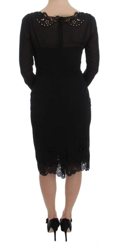 Shop Dolce & Gabbana Elegant Black Floral Lace Sheath Women's Dress