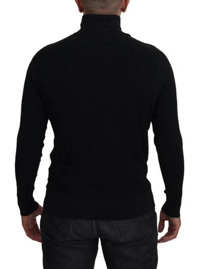 Dolce & Gabbana Black Silk Turtle Neck Pullover Sweater In Black