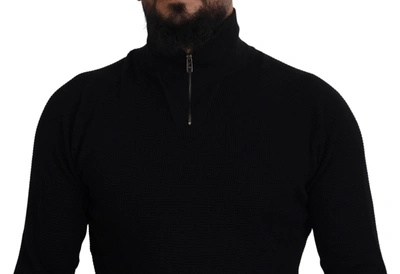 Dolce & Gabbana Black Silk Turtle Neck Pullover Sweater In Black