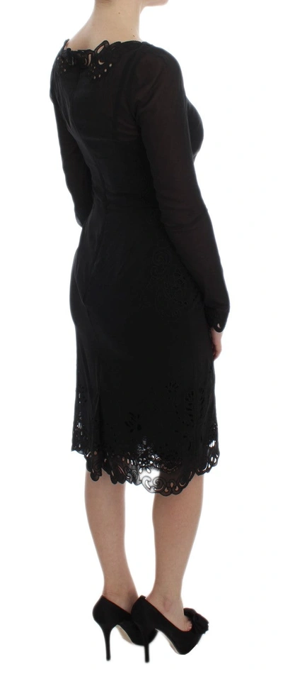 Shop Dolce & Gabbana Elegant Black Floral Lace Sheath Women's Dress