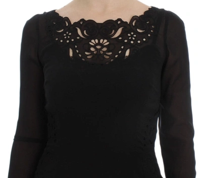 Dolce & Gabbana Black Silk Stretch Sheath Dress In Black