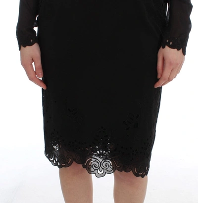 Shop Dolce & Gabbana Elegant Black Floral Lace Sheath Women's Dress