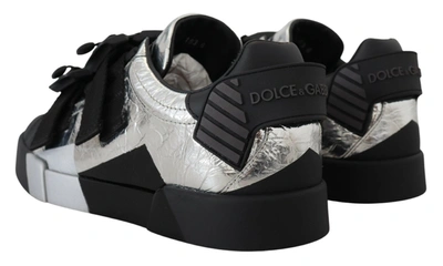 Shop Dolce & Gabbana Exclusive Silver And Black Low Top Leather Men's Sneakers