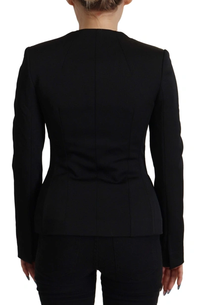 Dolce & Gabbana Black Slim Fit Long Sleeves Snap Jacket In Black