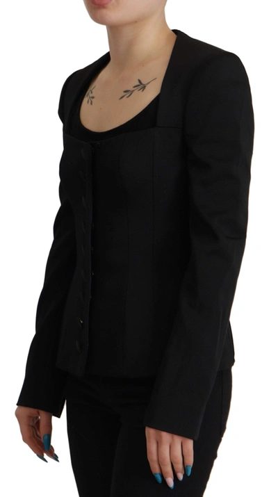Dolce & Gabbana Black Slim Fit Long Sleeves Snap Jacket In Black