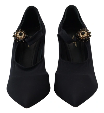 Shop Dolce & Gabbana Chic Black Mary Jane Sock Pumps With Women's Crystals