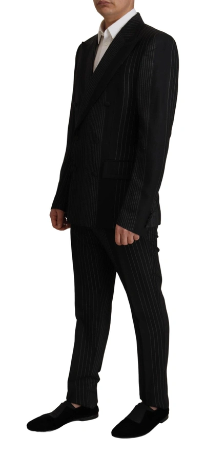 Dolce & Gabbana Black Stripes Rayon Formal 2 Piece Suit In Black