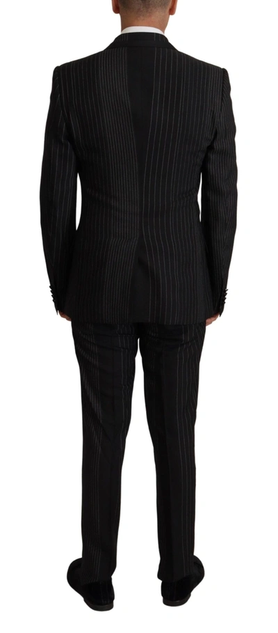 Dolce & Gabbana Black Stripes Rayon Formal 2 Piece Suit In Black