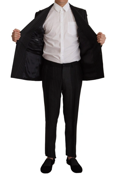 Dolce & Gabbana Black Stripes Rayon Formal 2 Piece Suit In Black
