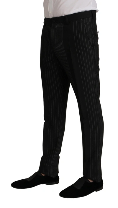 Dolce & Gabbana Black Stripes Rayon Formal 2 Piece Suit In Black
