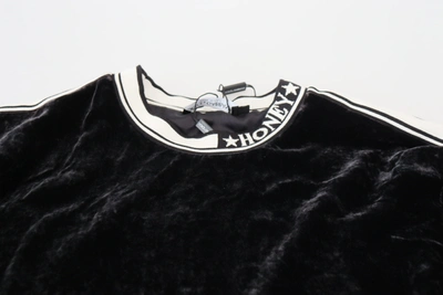 Dolce & Gabbana Black Velvet Crewneck Pullover Sweater In Black