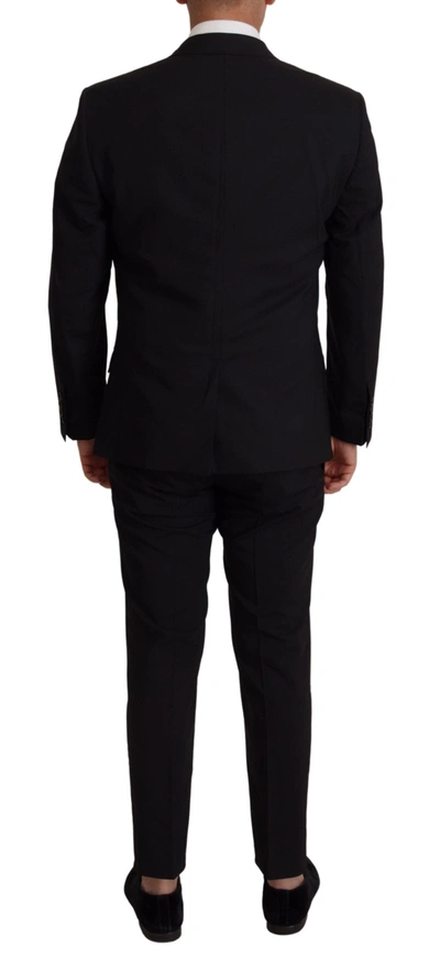 Shop Dolce & Gabbana Elegant Black Three Piece Wool Men's Suit