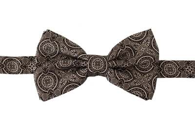 Shop Dolce & Gabbana Elegant Silk Black &amp; White Bow Men's Tie