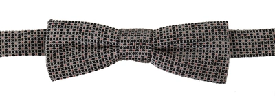 Dolce & Gabbana Black White Flower Pattern Silk Neck Papillon Tie In Black