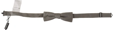 Dolce & Gabbana Black White Flower Pattern Silk Neck Papillon Tie In Black