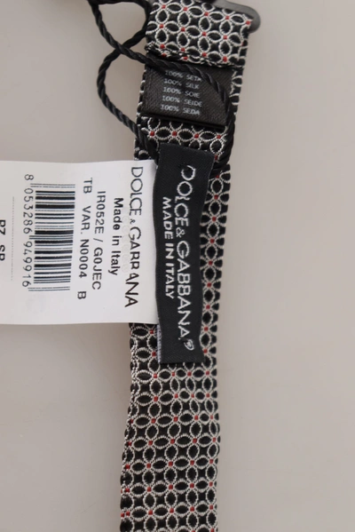 Dolce & Gabbana Black White Flower Pattern Silk Neck Papillon Tie In Black