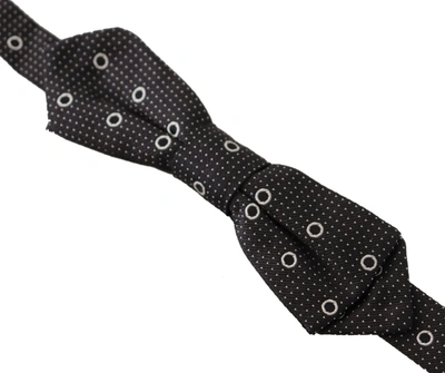 Shop Dolce & Gabbana Polka Dot Silk Bow Tie In Black And Men's White