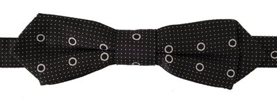 Dolce & Gabbana Black White Polka Dot 100% Silk Neck Papillon Tie In Black