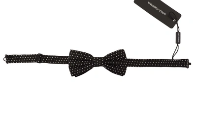 Shop Dolce & Gabbana Elegant Black Silk Polka Dot Bow Men's Tie