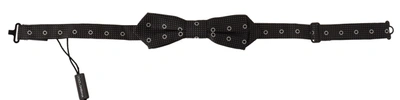 Dolce & Gabbana Black White Polka Dot 100% Silk Neck Papillon Tie In Black