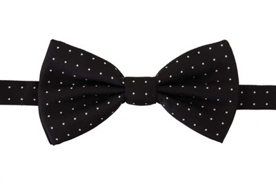 Shop Dolce & Gabbana Elegant Black Polka Dot Silk Bow Men's Tie