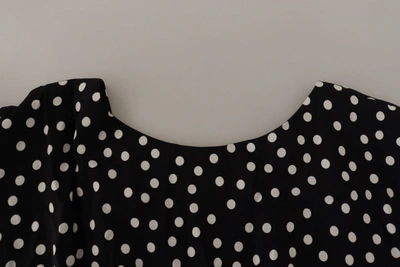 Shop Dolce & Gabbana Black White Polka Dots Sheath Midi Viscose Women's Dress
