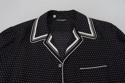 Shop Dolce & Gabbana Elegant Silk Polka Dot Pajama Men's Top In Black/white