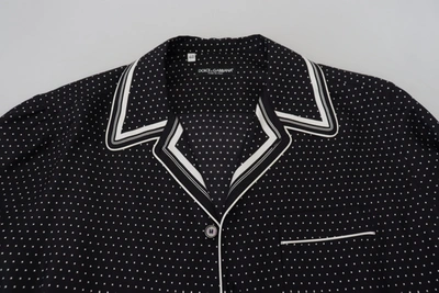 Dolce & Gabbana Black White Polka Dots Men Pajama Silk Top In Black/white