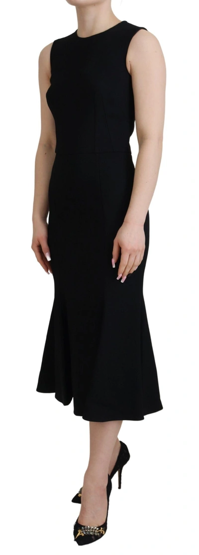 Shop Dolce & Gabbana Elegant Fit And Flare Black Sheath Women's Dress