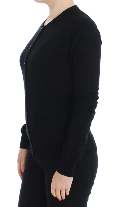 Shop Dolce & Gabbana Elegant Black Wool Cardigan Women's Sweater