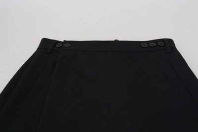 Dolce & Gabbana Black Wool A-line High Waist Mini Skirt In Black