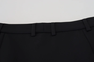 Dolce & Gabbana Black Wool A-line High Waist Mini Skirt In Black