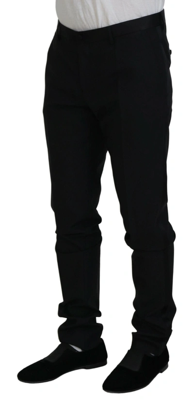 Shop Dolce & Gabbana Elegant Black Dress Pants From Virgin Wool Men's Blend