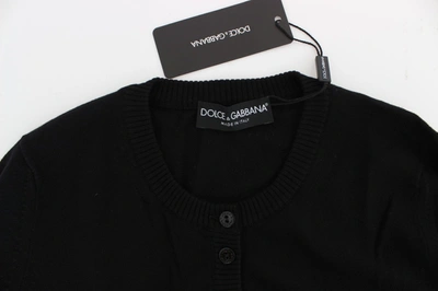 Shop Dolce & Gabbana Elegant Black Wool Cardigan Women's Sweater